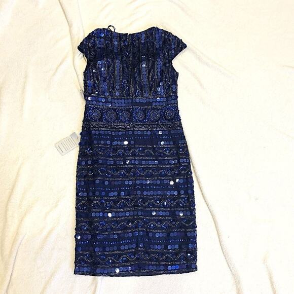 Giulia Embellished Cap Sleeve V-Neck Blue Midi Dress | Sz 6 - Picture 3 of 7